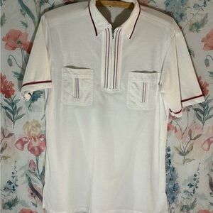 Vintage Classic White Polo Shirt with Striped Details